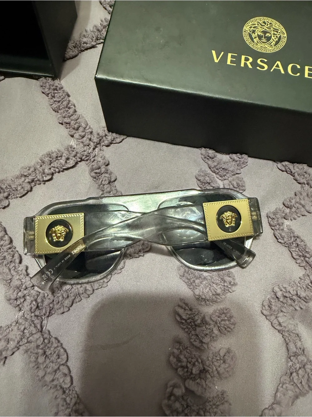 Versace Men’s Clear and Gold Pilot Sunglasses